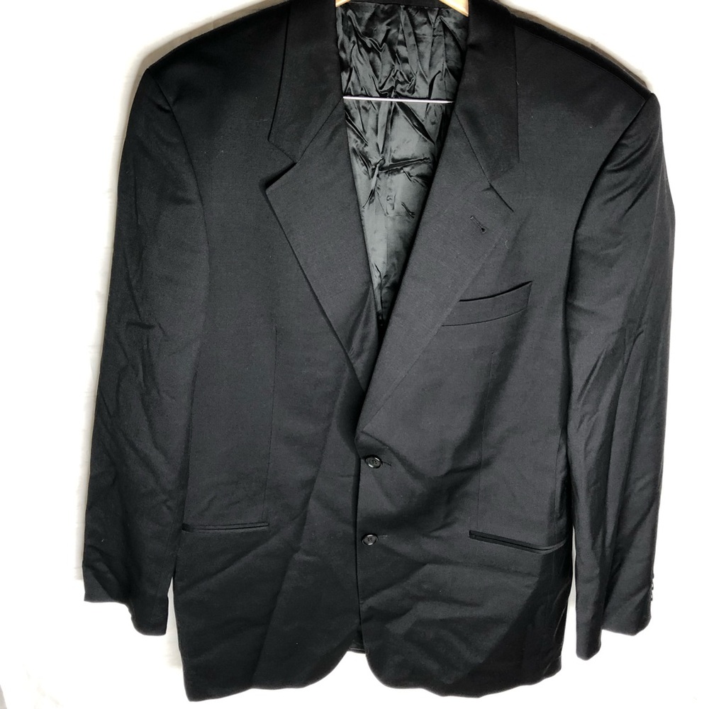 HUGO BOSS 2 Button Men's Blazer Jacket Black Size 42L Pure New Wool